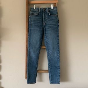 Button front jeans